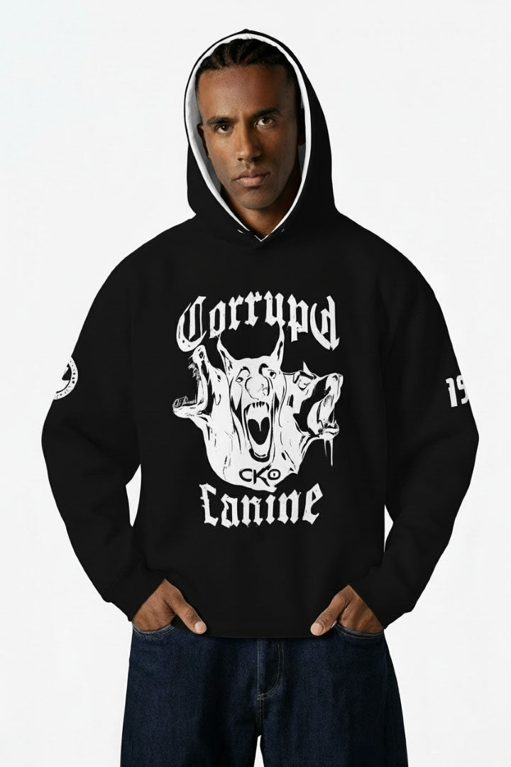 CORRUPT CANINE SAVAGE PRINT OVERSIZED HOODIE
