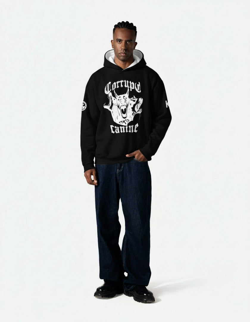 CORRUPT CANINE SAVAGE PRINT OVERSIZED HOODIE