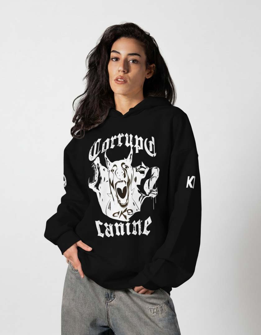 CORRUPT CANINE SAVAGE PRINT OVERSIZED HOODIE