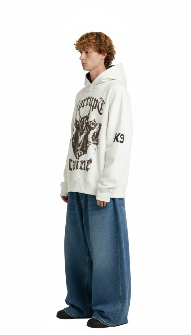 CORRUPT CANINE SAVAGE PRINT OVERSIZED HOODIE