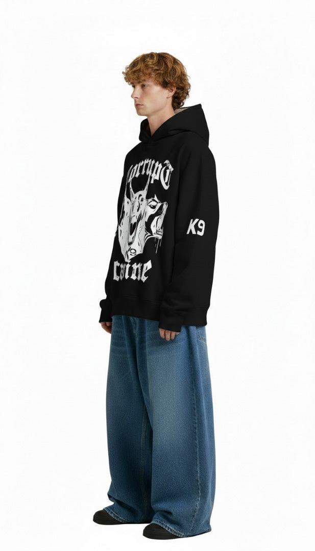 CORRUPT CANINE SAVAGE PRINT OVERSIZED HOODIE
