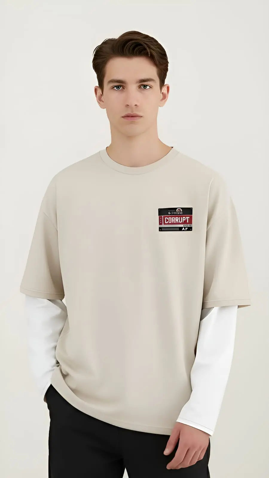 OVERSIZED CONNECTED LONG SLEEVE LOGO CORRUPT CANINE TSHIRT