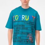 TEXT PRINTED CORRUPT K9 T-SHIRT - Greenish blue