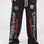 VINTAGE VARSITY PRINTED SWEATPANT - Black