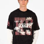 LONG CONNECTED SLEEVE K9 PRINTED T-SHIRT - Black