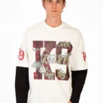 LONG CONNECTED SLEEVE K9 PRINTED T-SHIRT - White