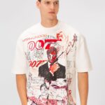 FRONT GRAPHIC PRINT OVERSIZE K9 T-SHIRT - Ecru