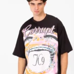 CORRUPT K9 FACE PRINT HALF SLEEVE T-SHIRT - Black