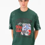 CORRUPT NINETIES VARSITY BASEBALL OVERSIZED T-SHIRT - Bottel Green