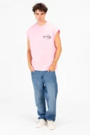 BASIC ESSENTIAL SLEEVELESS LOGO PRINT T-SHIRT