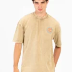 WASHED PRINTED OVERSIZED T-SHIRT - Beige